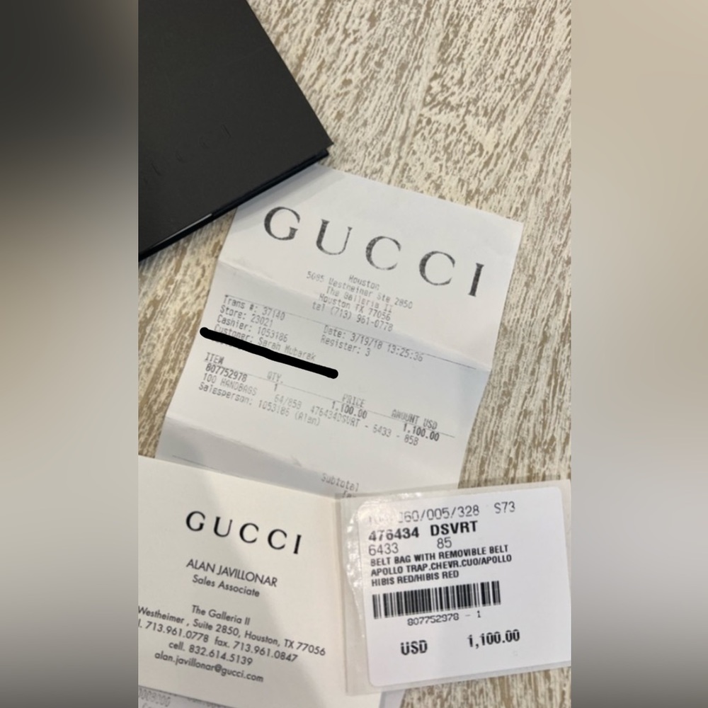 LIKE NEW AUTHENTIC Gucci Calfskin Matelasse GG Marmont Belt Bag 85 Hibiscus Red - Picture 10 of 10